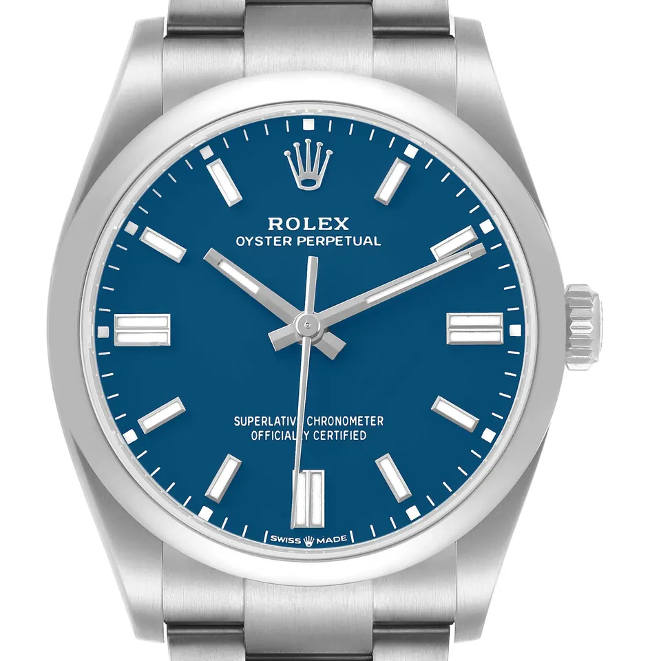 Blue dial of a Rolex Oyster Perpetual 36 126000