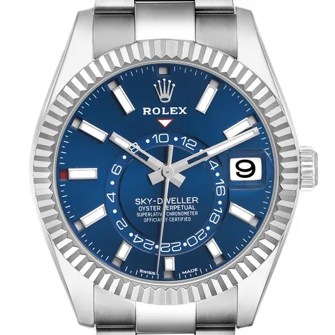 Blue annual calendar dial of a Rolex Sky-Dweller 326934