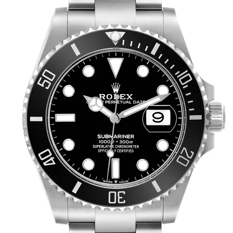 Black dial and Cerachrom dive bezel of a Rolex Submariner Date 126610LN